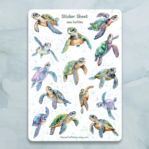 Stickervel zeeschildpadden: set van 14 stickers voor dagboek, planner, scrapbooking en meer