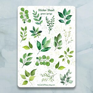 Grüne Blätter Sticker Bogen - Set von 17 Aufkleber für Journal, Planer, Scrapbooking und mehr