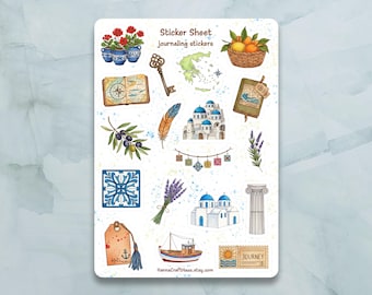 Journaling Sticker Sheet - Set of 18 Stickers for Journal, Planner, Scrapbooking and more