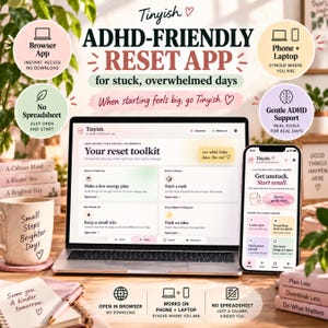 Aplicación web para el reinicio del TDAH, aplicación de planificación para el TDAH, organizador digital, temporizador de concentración y herramientas para la función ejecutiva, planificador de productividad.