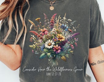 Écriture de fleurs sauvages PNG : design floral chrétien vintage (téléchargement numérique)