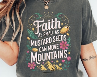 Faith As Small As Mostard Seeds PNG-sublimatieontwerp, Faith-shirts voor vrouwen, vintage christelijk geloof png, Faith Moves Mountains-shirt png