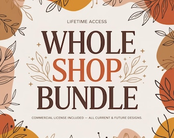 Clipartbundel voor de hele shop • Levenslange toegang • Commerciële licentie inbegrepen • Boho Celestial PNG's • Alle huidige en toekomstige ontwerpen inbegrepen