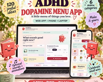ADHD Dopamine Menu App – 120 Dopamine Menu Ideas, Custom Activities & Timer, Self-Care Activities, Burnout Recovery Browser App