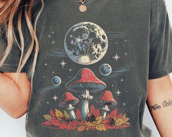 Vintage Celestial Moon Mushroom PNG Sublimation Design, Cottagecore Shirt, Boho Mushroom PNG, Boho Lunar Moon Png, Mystical Moon Digital Art