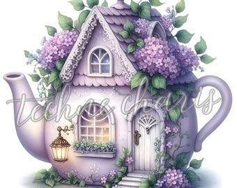 Imágenes prediseñadas de casas de hadas extravagantes / Cabañas de hadas acogedoras, arte de acuarela imprimible / 10 archivos JPG de alta calidad para manualidades de papel y diarios basura