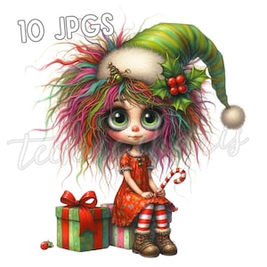 Quirky Christmas Gift Box Clipart | 10 High Res Watercolor JPGs | Whimsical Holiday Art for Junk Journals, Scrapbooking, Cards & Crafts