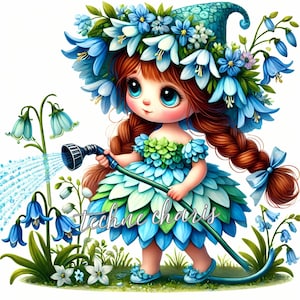 Spring Girl Gnome Clipart | Set of 10 | High Quality 300 DPI JPEGs | Cute Garden Gnome Art | Floral Gnomes | Nursery Decor | Commercial Use