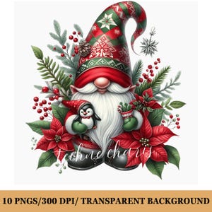 Watercolor Festive Gnomes Collection Clipart, 10 PNG Christmas Gnomes Clipart, Fantasy Clipart, Winter Holidays, Gnomes PNG, Commercial Use