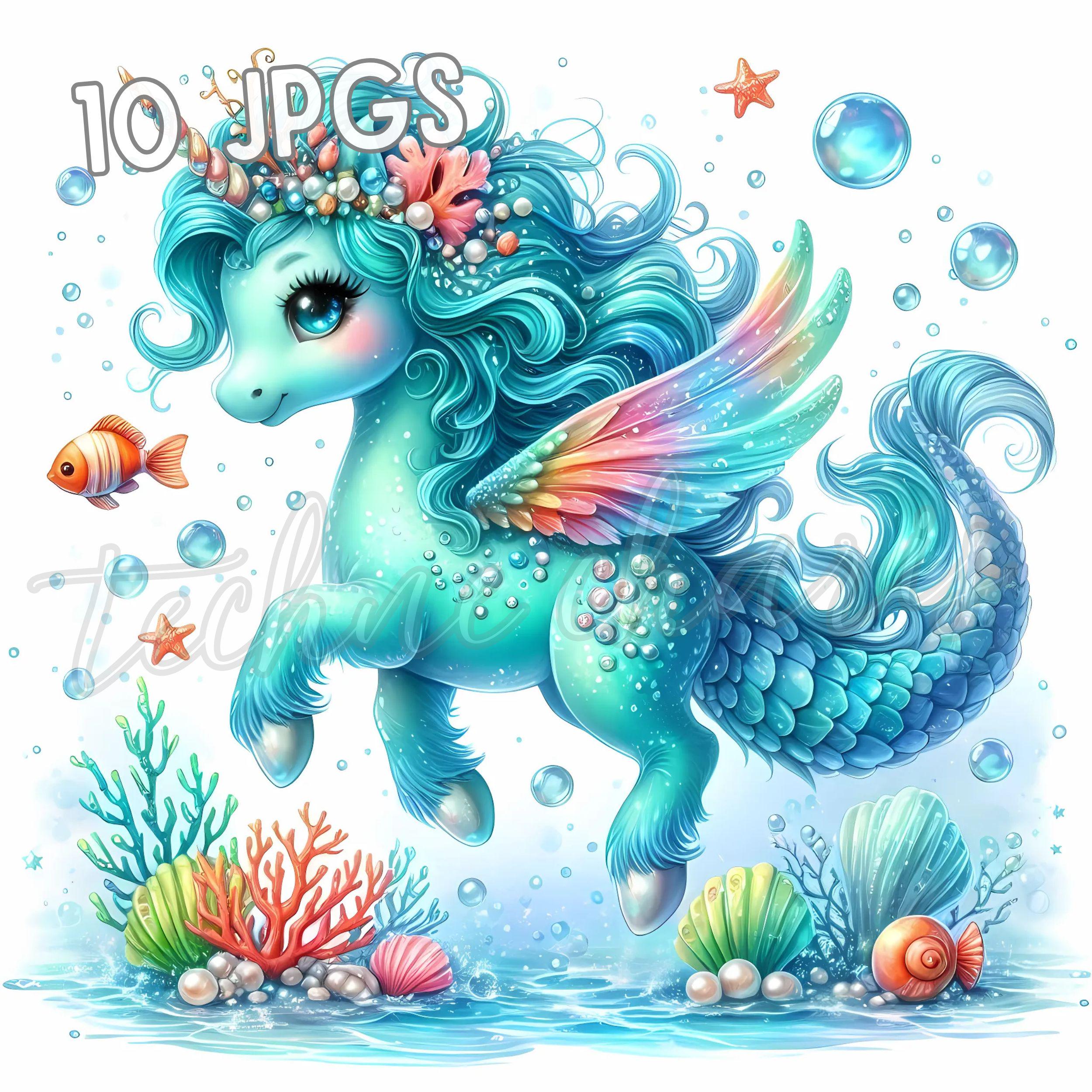 Unicorn Mermaid Clipart Bundle | Watercolor Rainbow Unicorns | Cute JPG ...