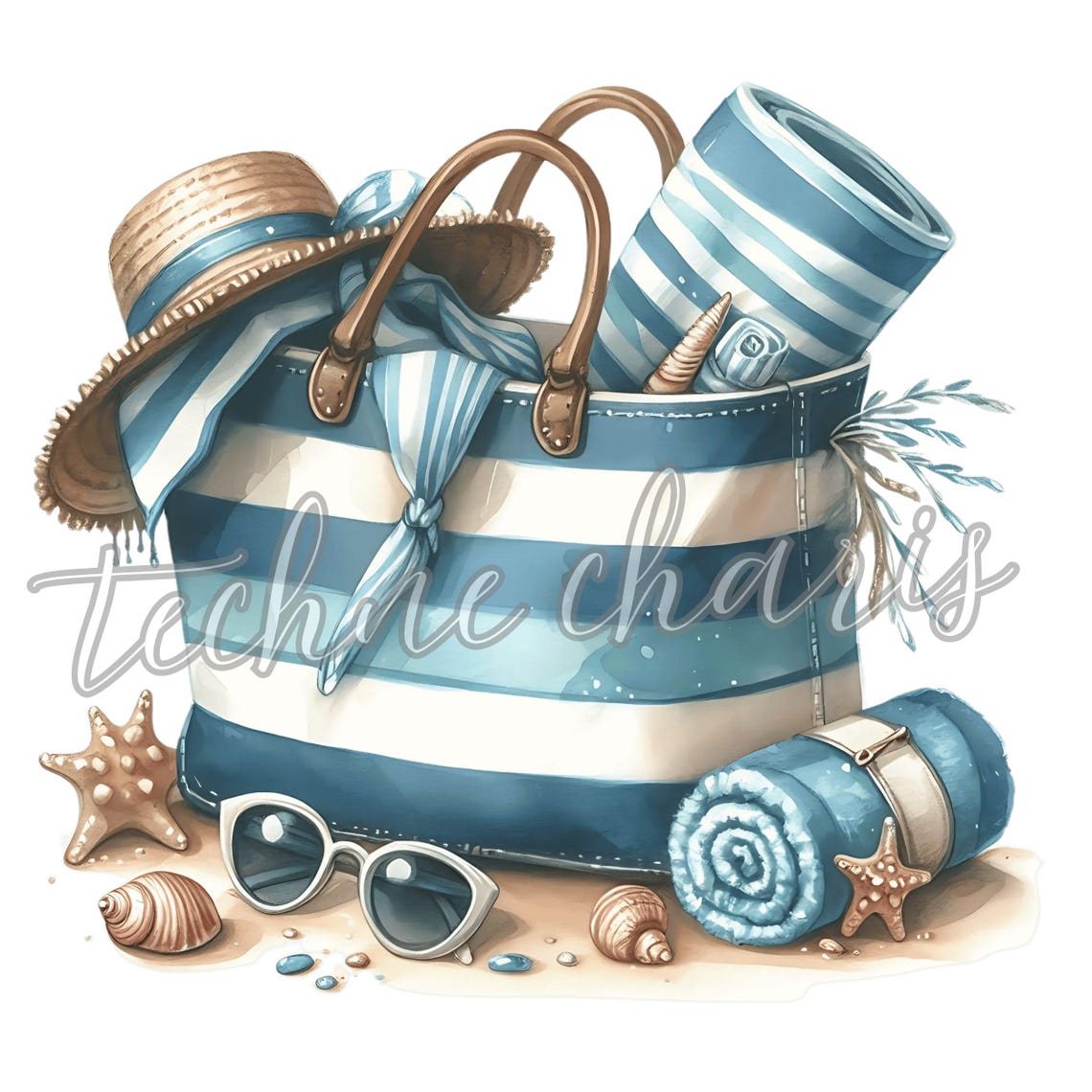 Watercolor Nautical Clipart, Beach & Ocean PNG (instant Download) - Etsy