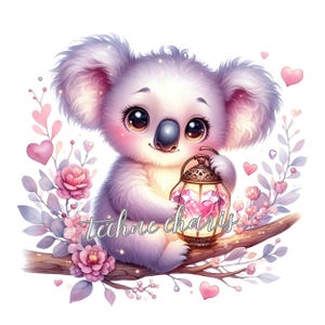 Clipart de Koala Fantasioso / 10 JPEG de alta calidad de 300 DPI / Manualidades, Diarios, Sublimación, Descarga digital, Uso comercial