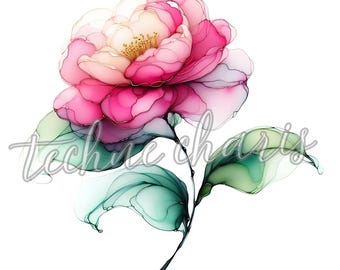 Watercolor Flowers Clipart, Abstract Floral Art, 10 JPGs, Commercial Use (Digital Download)