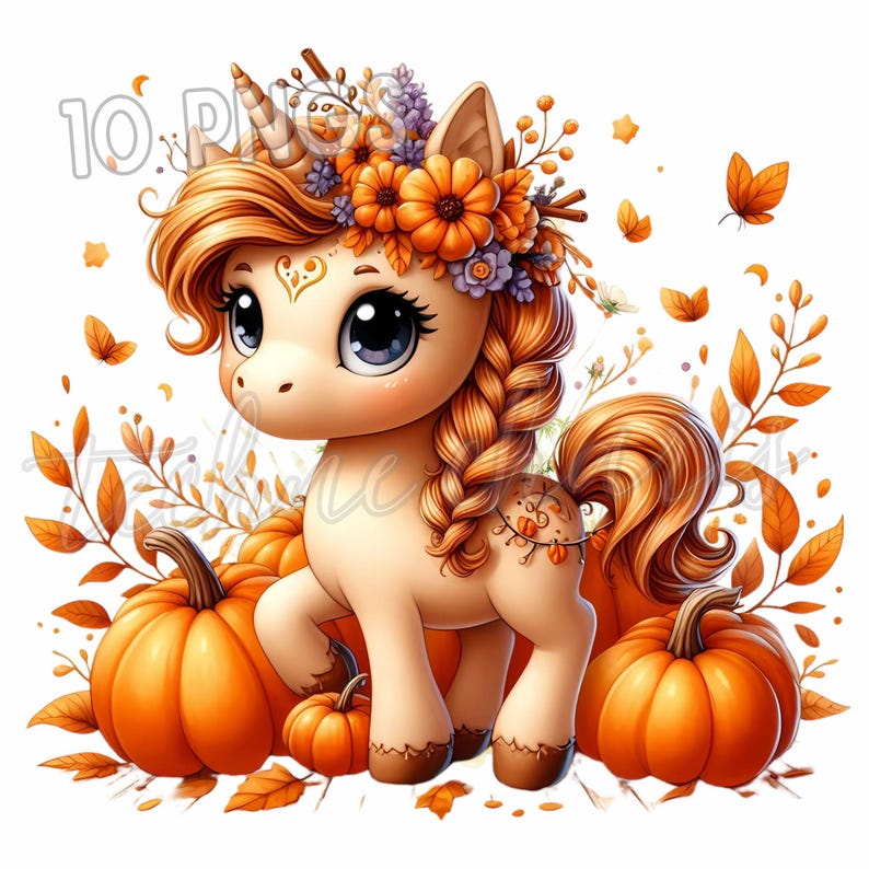 Autumn Unicorn Clipart | Fall Harvest PNG Bundle (commercial Use) - Etsy