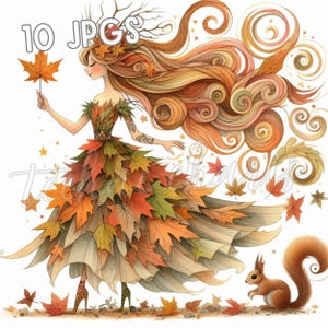Maple Leaf Fairy Clipart | 10 JPGs | Autumn Fairy Doll Art for Scrapbooking, Crafts, Journals | Instant Download, Commercial Use