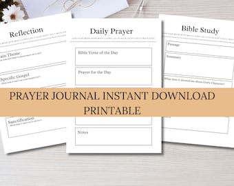 Prayer Journal Printable Prayer Journal PDF Reflection Notes Prayer Lists Bible Study Daily Prayers Devotional Journal Christian Bible