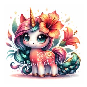 Watercolor Floral Unicorn Clipart | Nursery Decor Printables (300 DPI ...