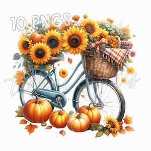 Paquete de imágenes PNG de otoño / 10 imágenes PNG con temática otoñal / Calabazas, hojas y manzanas en acuarela / Descarga instantánea / Sublimación / Uso comercial