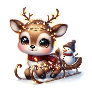 Clipart renne de Noël 10 fichiers JPEG 300 DPI de haute qualité pour le journal indésirable, scrapbooking, cartes de Noël, utilisation commerciale en téléchargement numérique