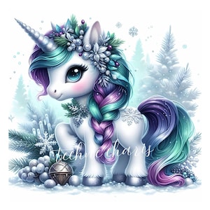 Enchanting Winter Unicorn Clipart | 10 High-Quality 300 DPI JPEGs Baby Unicorn Winter Holidays Festive Decor Holiday Printables