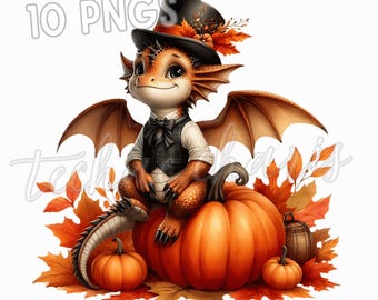 Fall Dragon PNG Clipart | Autumn Thanksgiving Dragons (Digital Download)
