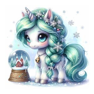 Enchanting Winter Unicorn Clipart | 10 High-Quality 300 DPI JPEGs Baby Unicorn Winter Holidays Festive Decor Holiday Printables