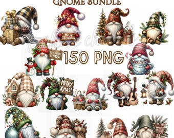 150 Christmas Gnomes PNG Bundle | Holiday Gnome Clipart Pack | Festive Season Graphics