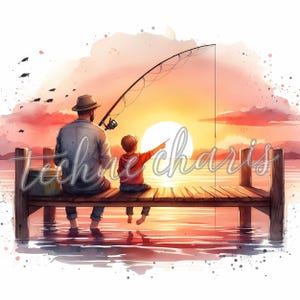 Father and Son Bonding | Set of 10 High Quality 300 DPI JPGs | Father&#39;s Day Clipart, Papa Gifts, Father&#39;s Day Print, Father&#39;s Day Gift