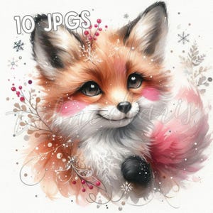 Christmas Animals Clip Art Bundle | 10 High Res Watercolor JPGs | Cute Winter Holiday Animals | Xmas Digital Art for Crafts, Cards & Decor