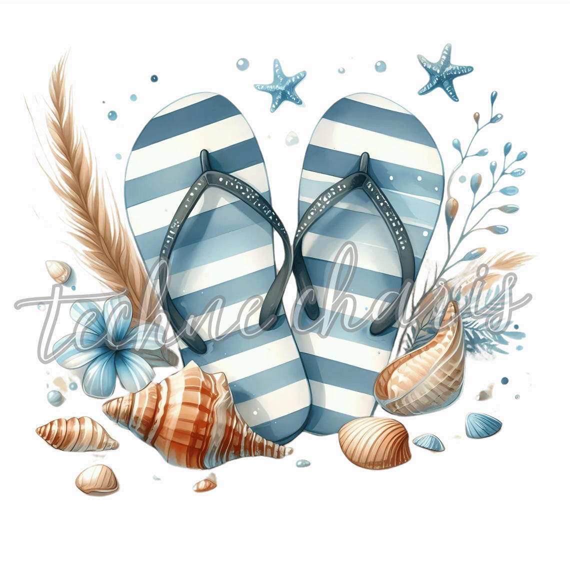 Watercolor Nautical Clipart, Beach & Ocean PNG (instant Download) - Etsy