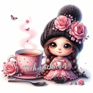 Pink Gnome Clipart para o Dia dos Namorados | 10 JPGs de 300 DPI de alta qualidade | Love Gnomes para cartões, álbuns de recortes, projetos DIY e uso comercial