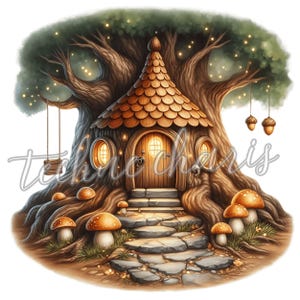 Fairy House Clipart Bundle, 10 High Quality PNGs, Fantasy Clipart, Fairy Clipart, Forest Fairy Png, Commercial Use, Instant Download