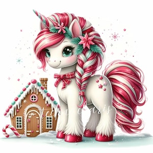 Christmas Unicorn Clipart 10 | High Quality 300 DPI JPEGs Commercial Use Whimsical Winter Holiday Christmas Cute Unicorn Clipart