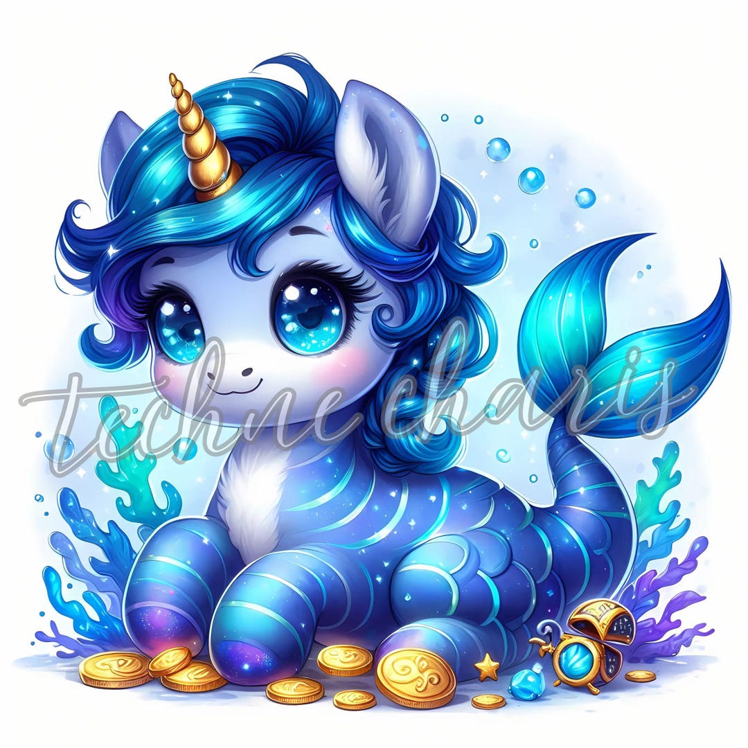 Seaside Mermaid Unicorn Clipart | 10 High Quality 300 DPI Jpegs Cute ...