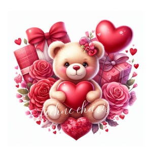 Watercolor Valentines Teddy Bear Cliparts 10 High Quality JPGs Card Crafting Junk Journal Digital Download Valentines Day Clipart Love Bears