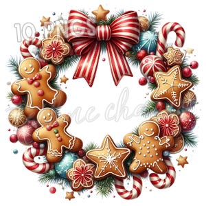 10 Watercolor Christmas Wreath Clipart PNG, Holiday Clipart Bundle, Winter Clipart, Holiday Crafts, Christmas Crafts, Cards, Xmas Decoration