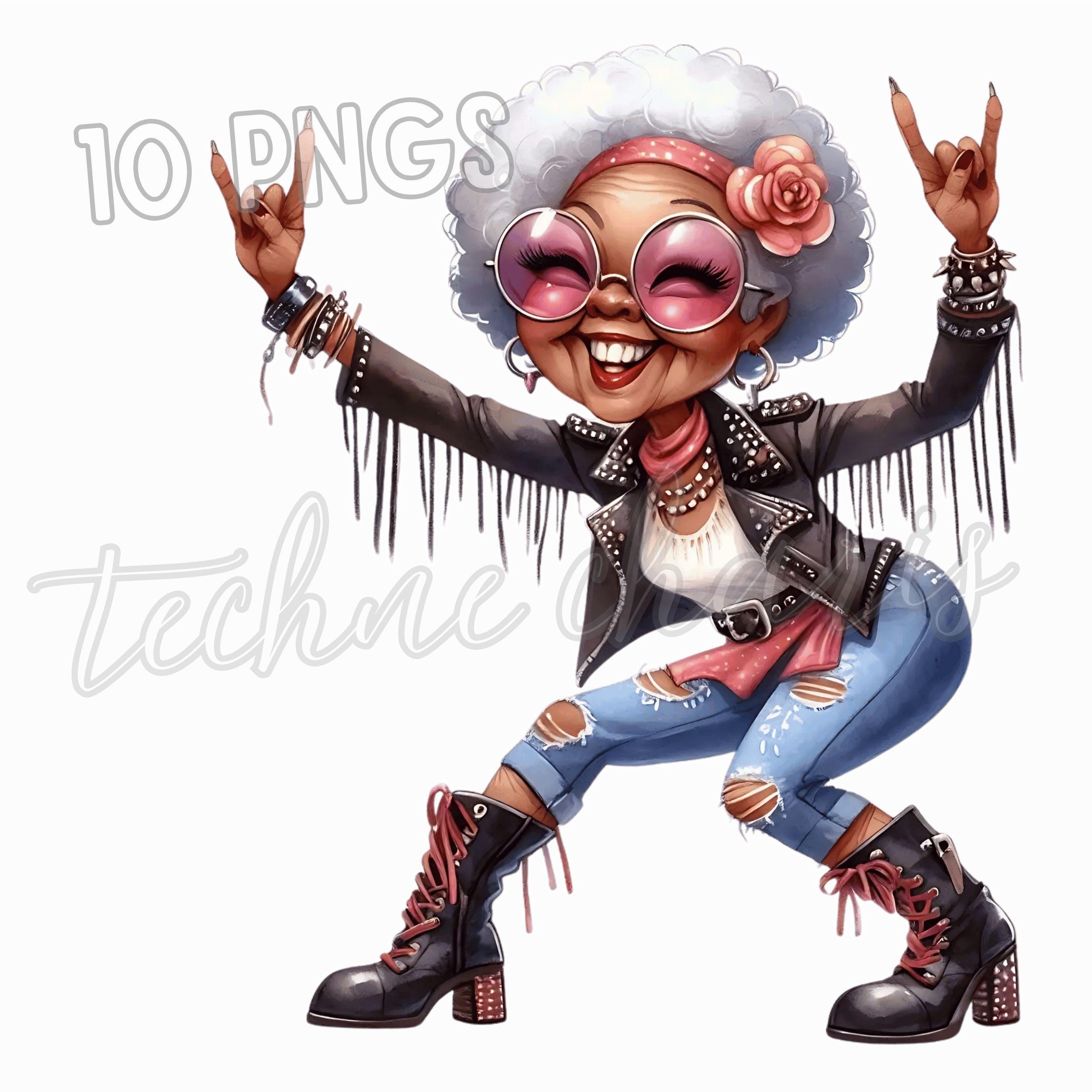 Rockstar Grandma PNG Clipart Quirky African American Design digital rockstar-grandma-png-clipart-quirky-african-american-design-digital