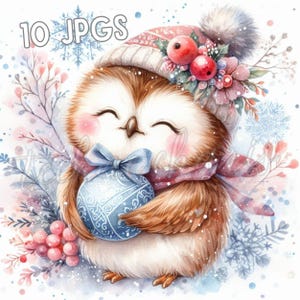 Christmas Animals Clip Art Bundle | 10 High Res Watercolor JPGs | Cute Winter Holiday Animals | Xmas Digital Art for Crafts, Cards & Decor