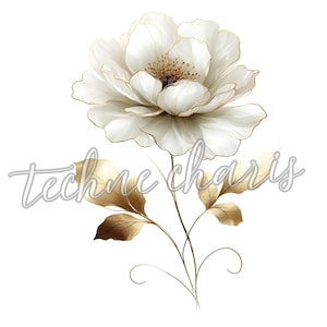White and Gold Abstract Watercolor Clipart Bundle, 10 High Quality JPGs, Wedding Flowers Clipart, Instant Download, Commercial Use