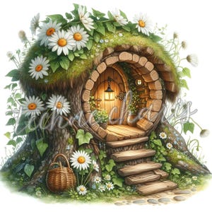 Fantasy Fairy House Clipart Set of 10 High-Quality 300 DPI JPGs | Watercolor Fairy Cottages | Scrapbooking, Card Making & Junk Journals