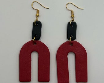 Red Glitter Arch Earrings