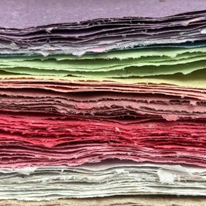 Handmade Recycled Paper With Deckle Edge, Assortment of 10 Pages