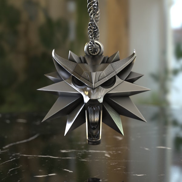 Wolf School Emblem Collier fabriqué à la main Fantasy RPG, Collier Geralt Of Rivia Parfait pour les joueurs et les amateurs de Fantasy, Argent Sterling 925