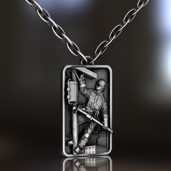 Lineman Necklace gift -925 Sterling Silver- Elegant Pendant - Unique Powerline Worker Pendant, Perfect Gift for Linemen and Their Families