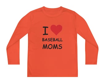 I Love Baseball Moms Kids Long Sleeve Tee