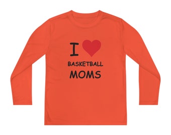 I Love Basketball Moms Kids Long Sleeve Tee