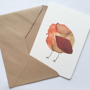 Cartão postal de pássaro aquarela marrom ∣ Impressão ilustrada A6 ∣ ilustração da natureza fofa e minimalista