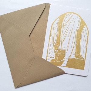 Zon in het bos gouden ansichtkaart ∣ A6 geïllustreerde print ∣ schattige middeleeuws geïnspireerde natuurkunst