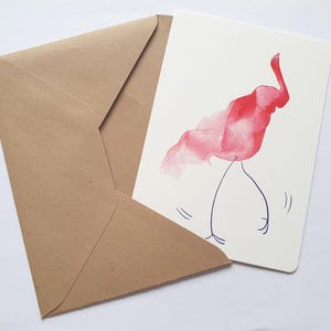 Cartão postal Pink Bird Watercolor Collage ∣ Impressão ilustrada A6 ∣ ilustração de natureza fofa e minimalista