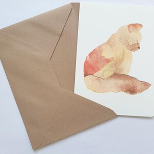 Postal de collage de acuarela de gato consciente ∣ Impresión ilustrada A6 ∣ Ilustración linda y minimalista